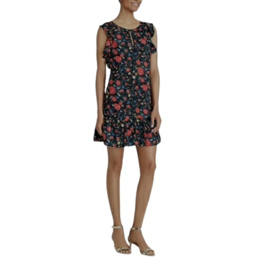 J. Crew floral midi dress black red Medium